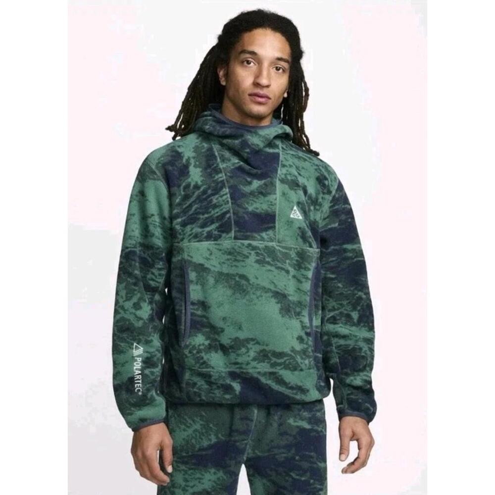 Nike ACG Wolf Tree Polartec Pullover Green Hoodie Mens Size S FN2453-361